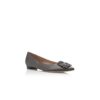 HANGISIFLAT Grey Satin Jewel Buckle Flat Pumps