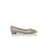 HANGISIFLAT Grey Satin Jewel Buckle Flat Pumps