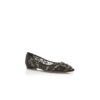 HANGISIFLAT LACE Black Lace Jewel Buckle Flat Pumps