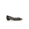 HANGISIFLAT LACE Black Lace Jewel Buckle Flat Pumps