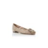 HANGISIFLAT LACE Pink Champagne Lace Jewel Buckle Flat Pumps