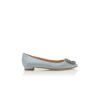 HANGISIFLAT Light Blue Satin Jewel Buckle Flat Pumps