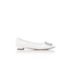 HANGISIFLAT White Calf Leather Jewel Buckle Flat Pumps