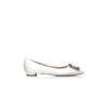 HANGISIFLAT White Satin Jewel Buckle Flat Pumps