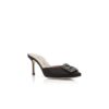 HANGISIMU Black Satin Jewel Buckle Mules
