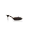 HANGISIMU Black Satin Jewel Buckle Mules