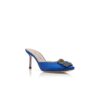 HANGISIMU Blue Satin Jewel Buckle Mules
