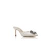 HANGISIMU Off-White Satin Jewel Buckle Mules