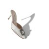 HANGISIMU Off-White Satin Jewel Buckle Mules