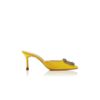 HANGISIMU Yellow Satin Jewel Buckle Mules