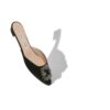 HANGISIMUFLAT Black Satin Jewel Buckle Flat Mules