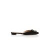 HANGISIMUFLAT Black Satin Jewel Buckle Flat Mules