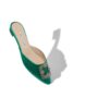 HANGISIMUFLAT Green Satin Jewel Buckle Flat Mules
