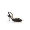 HANGISLI Black Satin Jewel Buckle Slingback Pumps