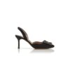 HANGISLI Black Satin Jewel Buckle Slingback Pumps