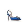 HANGISLI Blue Satin Jewel Buckle Slingback Pumps