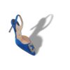 HANGISLI Blue Satin Jewel Buckle Slingback Pumps