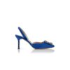 HANGISLI Blue Satin Jewel Buckle Slingback Pumps