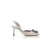 HANGISLI White Satin Jewel Buckle Slingback Pumps