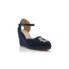 HANGRILLAHI Navy Blue Cotton Crystal Embellished Espadrilles