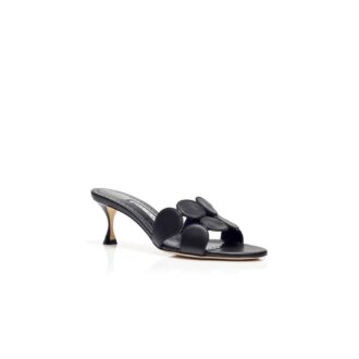 HARIBALMU Black Nappa Leather Mules