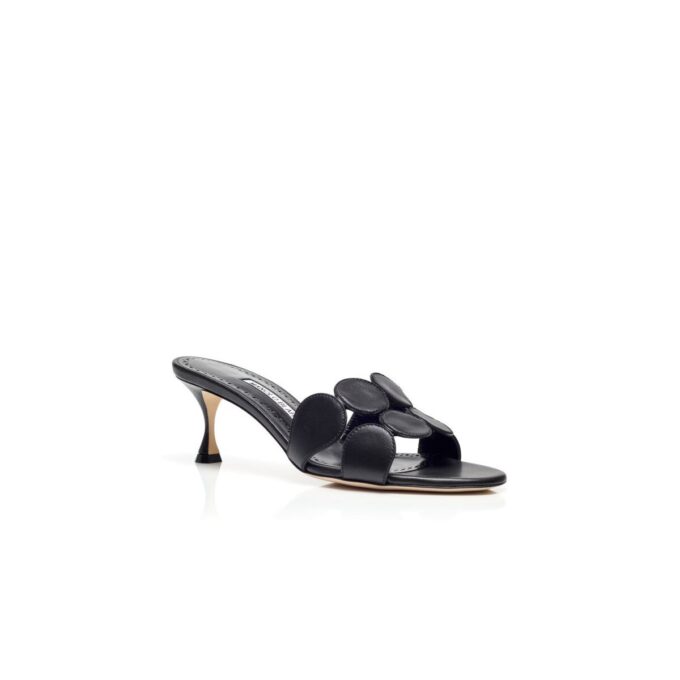 HARIBALMU Black Nappa Leather Mules