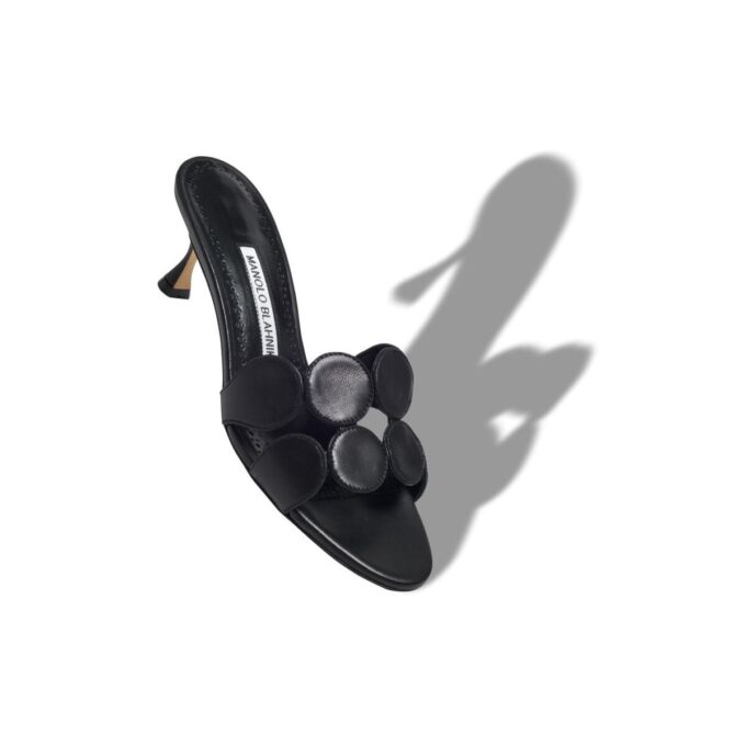 HARIBALMU Black Nappa Leather Mules