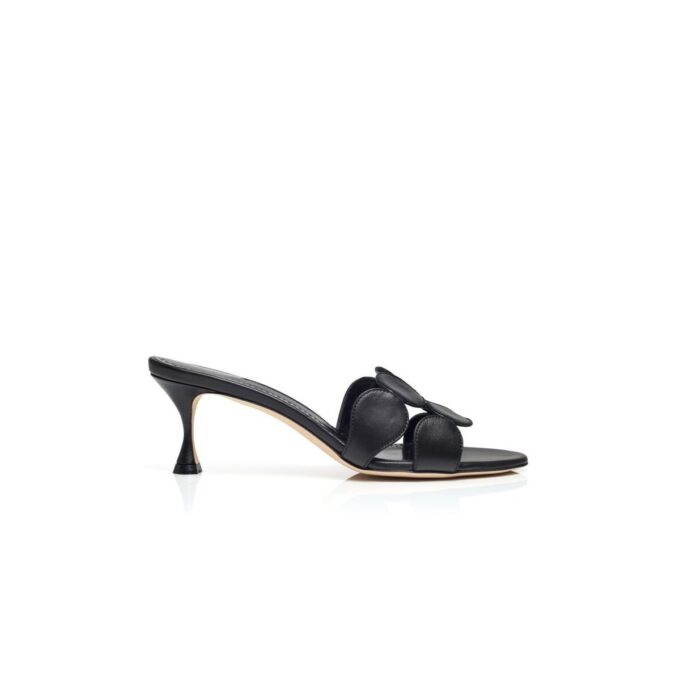HARIBALMU Black Nappa Leather Mules