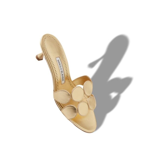 HARIBALMU Gold Nappa Leather Mules