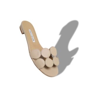 HARIBALMUFLAT Beige Nappa Leather Flat Sandals