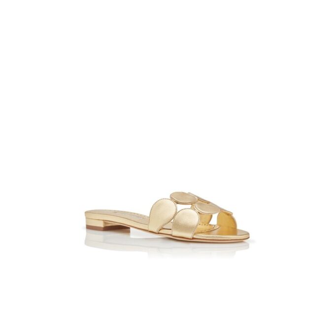 HARIBALMUFLAT Gold Nappa Leather Flat Sandals