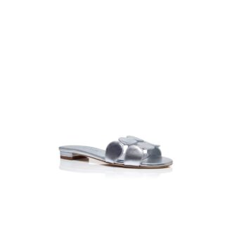 HARIBALMUFLAT Silver Nappa Leather Flat Sandals