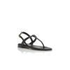 HATA Black Calf Leather Flat Sandals