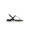 HATA Black Calf Leather Flat Sandals