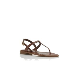 HATA Mid Brown Calf Leather Flat Sandals