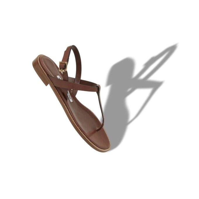 HATA Mid Brown Calf Leather Flat Sandals