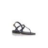 HATA Navy Blue Calf Leather Flat Sandals