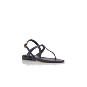 HATA Navy Blue Calf Leather Flat Sandals