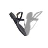 HATA Navy Blue Calf Leather Flat Sandals