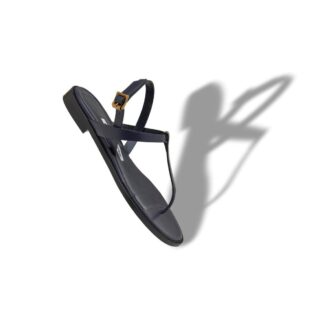 HATA Navy Blue Calf Leather Flat Sandals
