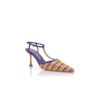 IMBO Purple and Orange Cotton Striped T-Bar Pumps