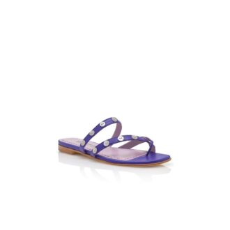 IRAFLI Purple Nappa Leather Flat Sandals