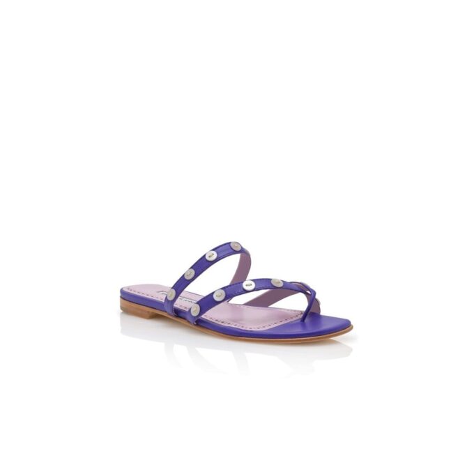 IRAFLI Purple Nappa Leather Flat Sandals