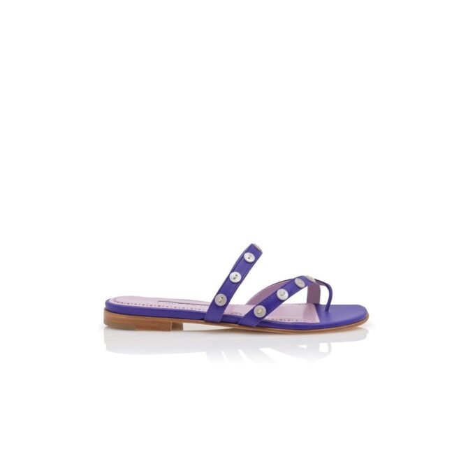 IRAFLI Purple Nappa Leather Flat Sandals