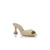 JADARA Light Beige Raffia Open Toe Mules