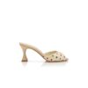 JADARON Cream Silk Polka Dot Detail Mules