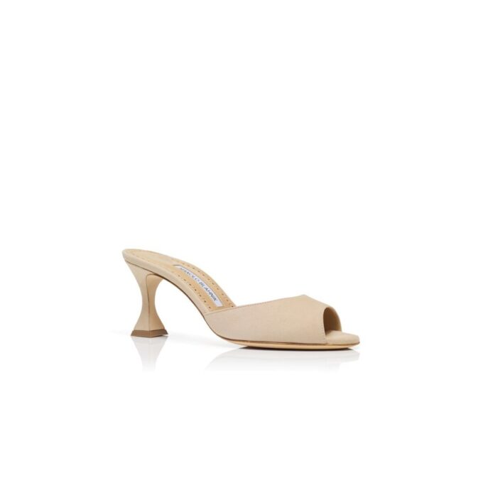 JADARON Light Beige Suede Open Toe Mules