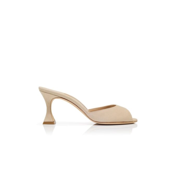 JADARON Light Beige Suede Open Toe Mules