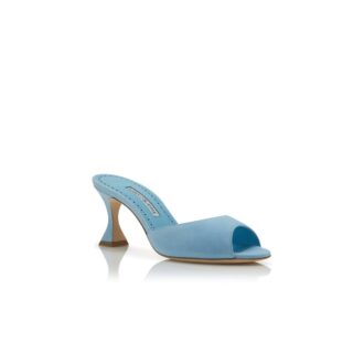JADARON Light Blue Suede Open Toe Mules
