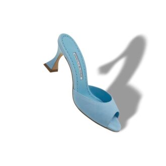 JADARON Light Blue Suede Open Toe Mules